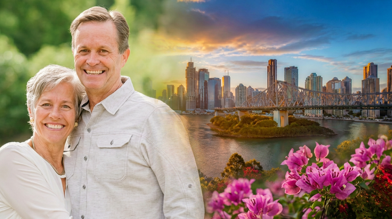 President and Sister Henderson with the Brisbane skyline